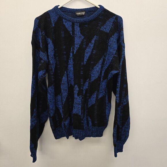 VTG 80's USA Made Tons O' Fun Men's Medium Abstract Geometric Sweater (A16) - Picture 1 of 4